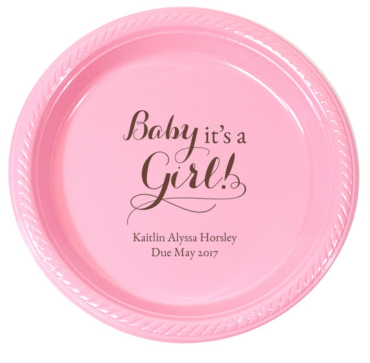 Personalized Baby It's A Girl Plastic Plates